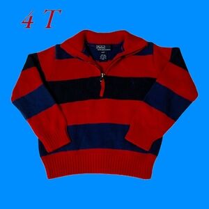 BOYS SZ 4T RALPH LAUREN POLO 1/4 ZIP CABLE KNIT PULLOVER SWEATER